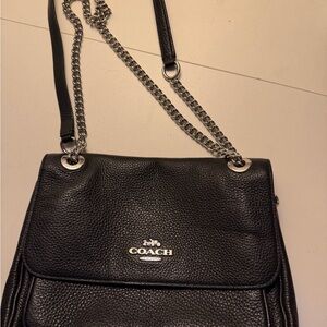 Coach Black Pebbled Leather Shoulder Bag